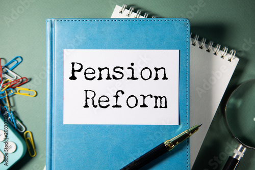 Tableau sur toile Pocket calculator with the word “pension”