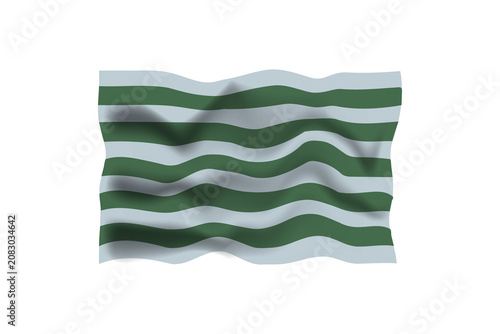 Bilde på lerret Waving Abstract Green and Gray Striped Flag Illustration