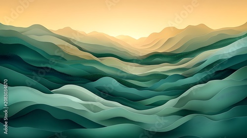 Abstract mountain valley landscape