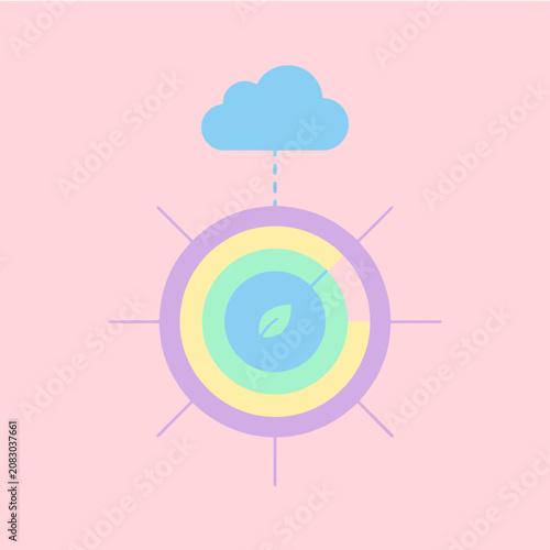 A colorful circular diagram with a cloud icon above it