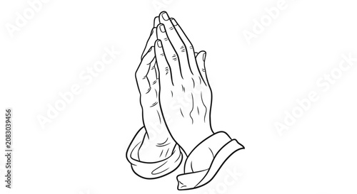 фотографія Line Art Illustration of Praying Hands Clasped Together prayer religion