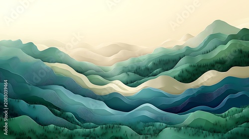 Layered mountainscape illustration