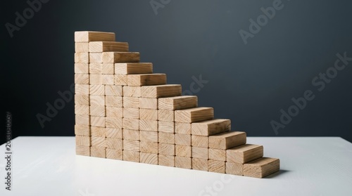 Wooden blocks stacked in descending order.