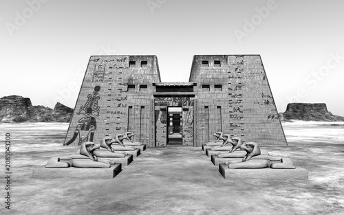 Tempel von Edfu in Ägypten in Schwarz und Weiß