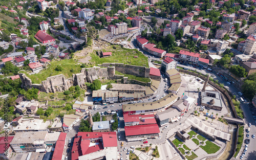 Aerial View of Bitlis City Center Surrounded by Historic Stone Architecture and Mountain Landscape in Eastern Turkiye
