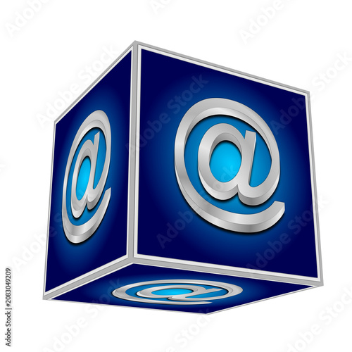 Cube with E-Mail symbol - 3D illustration
