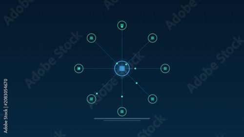 Animated Connected smart office network cerulean concept loop