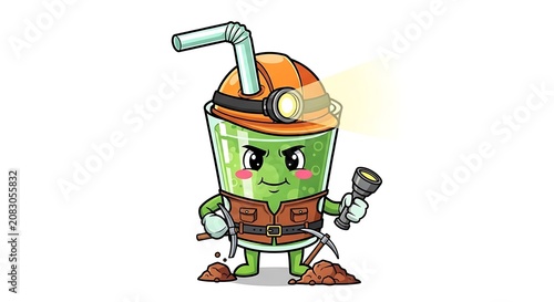 Cartoon gardener character with vegetables basket.
