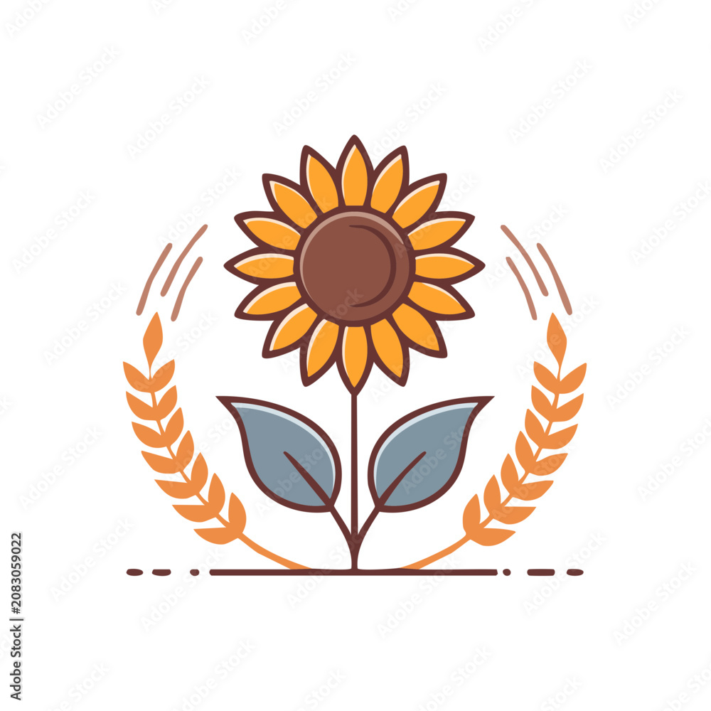 Obraz premium Sunflower and wheat emblem