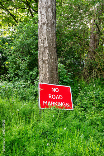 road sign in the forest