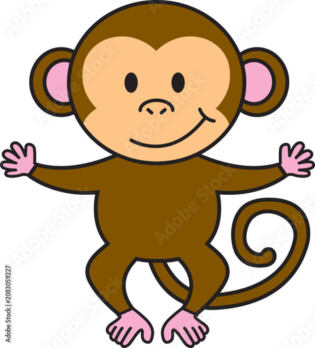 Photography Cute smiling monkey cartoon vector illustration
