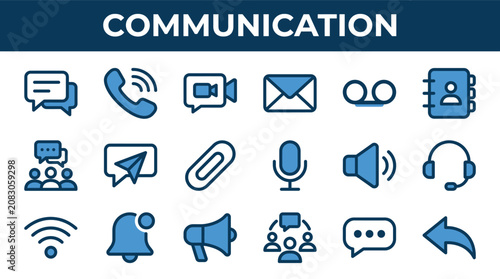 Premium communication and contact vector icon collection for website interfaces