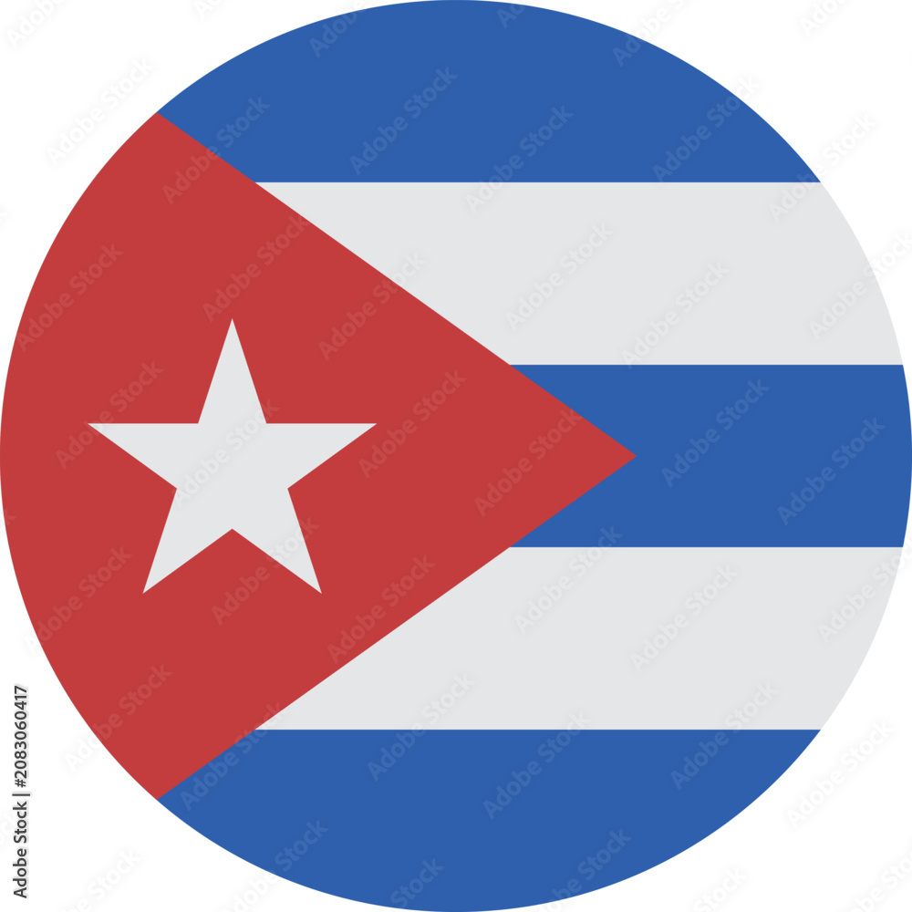 Naklejka premium cuba round flag icon, cuban circular national flag symbol isolated on white background, caribbean country emblem vector illustration