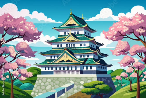 Beautiful Image of Osaka Castle in Japan