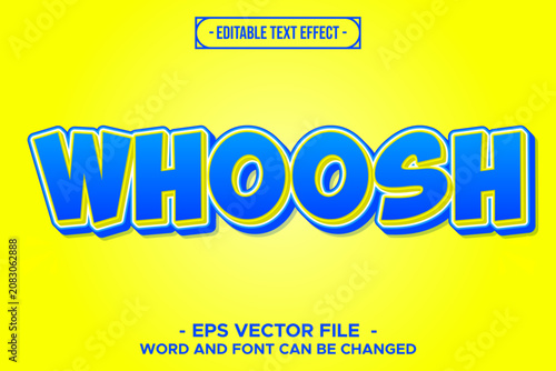 Whoosh Comic Speed Sound Blue and Yellow 3D Editable Text Effect EPS Vector