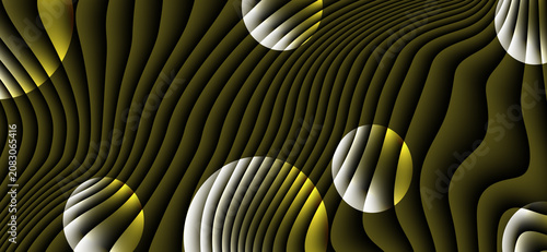 Abstract 3D Optical Illusion Background with glassy texture, Glowing Spheres for technology banner design