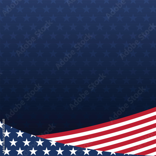 American Flag Waving Against Dark Blue Textured Background with Stars