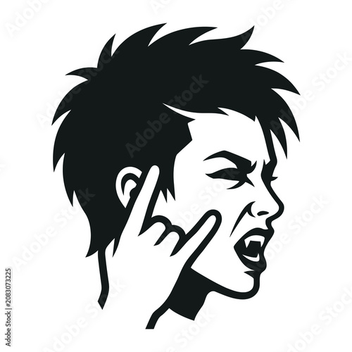 Tableau sur toile Angry man screaming into phone with one hand on ear  frustrated male face icon