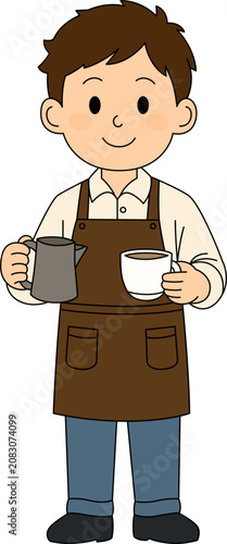 Male barista cartoon illustration