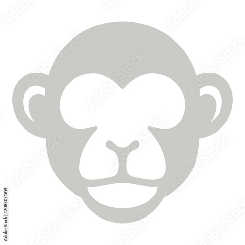 Canvas Print Gray monkey face icon with white eyes and nose icon