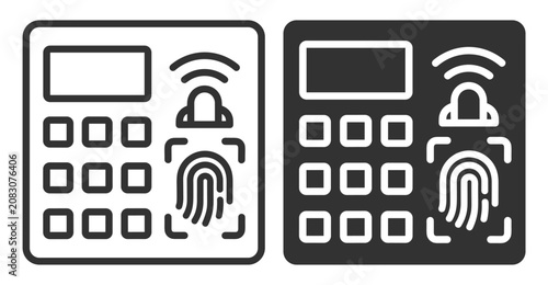 fingerprint scanner biometric access control device icon set security system on transparent background