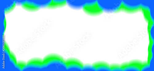 Wavy Neon Blue and Green Glowing Frame Border on Transparent Background