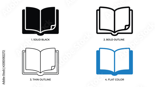 Obraz na plátně Four different styles of book icons in various design formats