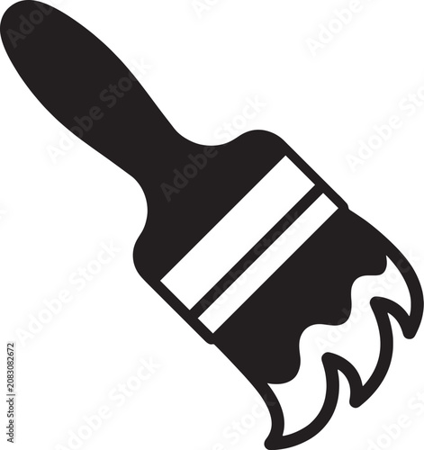 Paint brush with wet paint silhouette icon painting supplies creative