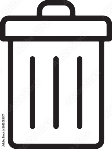 Waste disposal bin trash can minimalist line art icon with recycling, disposal