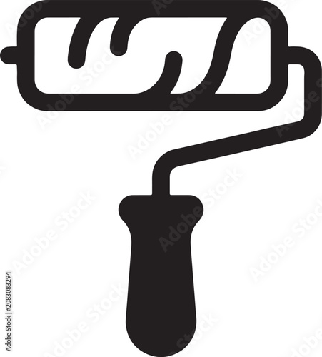 Home renovation painting roller tool glyph icon with painting, renovation