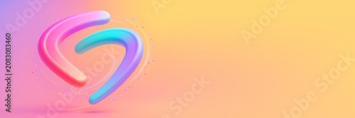 Abstract colorful 3D shapes with pastel gradient background and empty copyspa...
