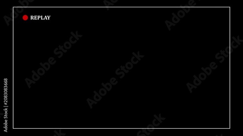 Video camera replay screen animation on a black screen background in HD. Ideal for video editing, cinematic overlays, Vertical VHS Replay Overlay on Alpha channel.4k quality animation video..
