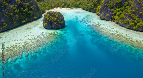 Clear turquoise river flowing through lush green forest