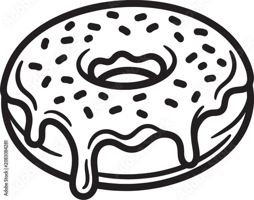 Glazed donut with sprinkles simple line art icon doughnut sprinkles breakfast