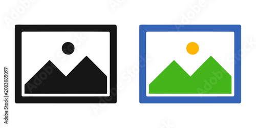 Gallery image and picture file placeholder icons isolated on transparent background