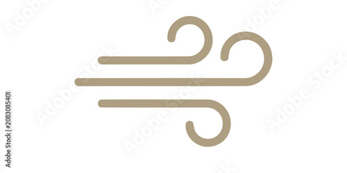Stylized wind air flow symbol icon isolated on transparent background