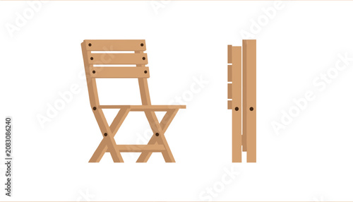 Wooden folding chair shown in both open and fully folded upright positions, representing convenient portable garden furniture.