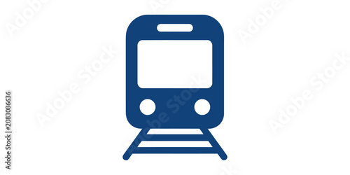 Blue train icon for public transport design isolated on transparent background
