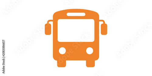 Orange bus icon front view isolated on transparent background