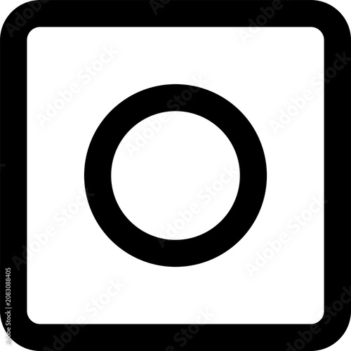 Minimalist Square Icon Featuring A Centered Circle Shape In Black Outline