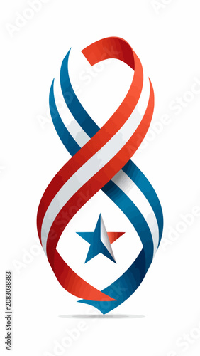 Patriotic ribbon with star symbol.