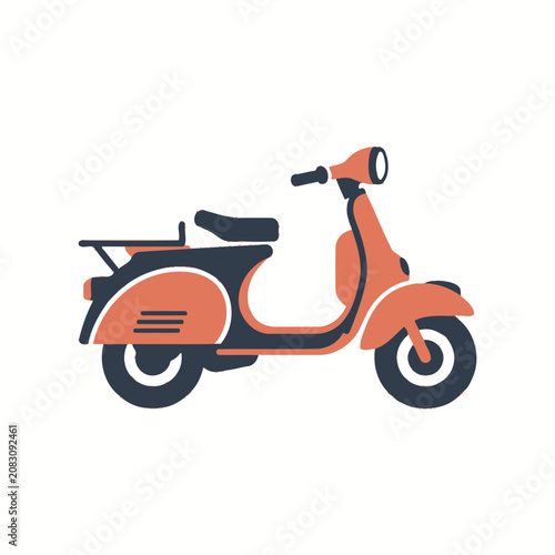 A vintage style scooter is shown in a flat illustration
