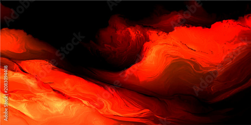 Obraz na plátně Dynamic red and black abstract background, vibrant fiery liquid texture, flowing