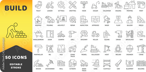 фотографія Build icon set in outline style