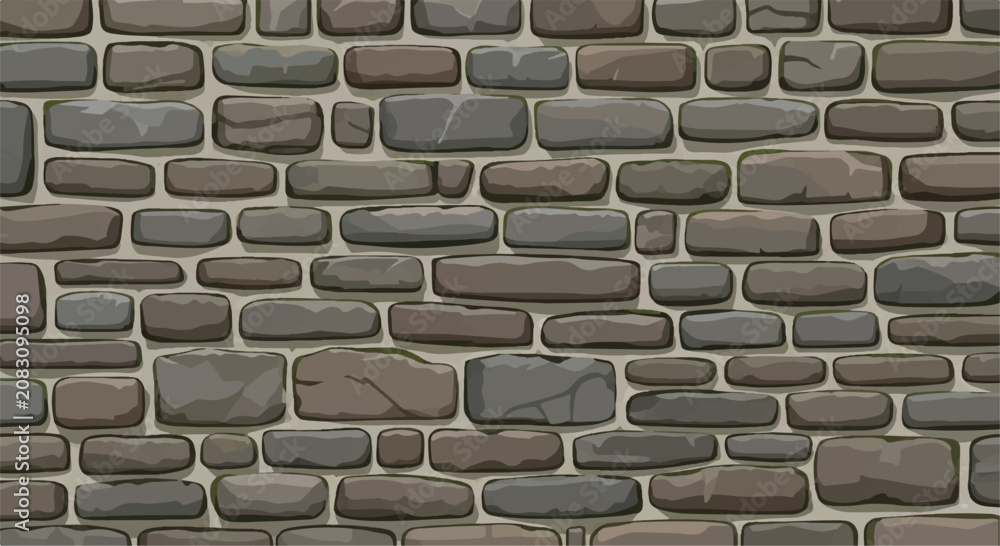 Fototapeta premium Seamless stone wall texture background. Stone wall pattern. Stone wall illustration.