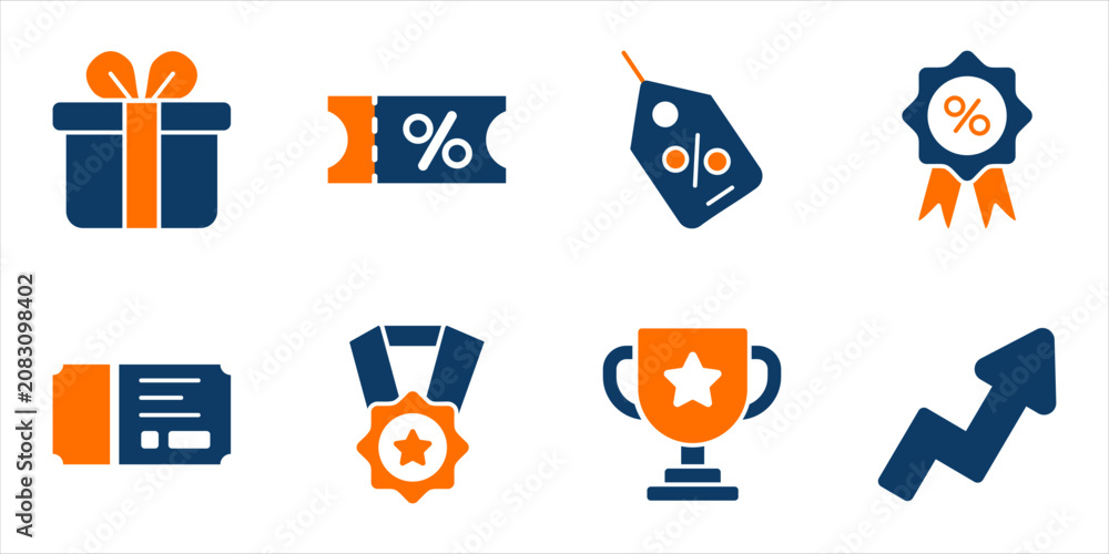 Fototapeta premium Sales And Promotion Icons Set. Discount campaign reward and marketing icons