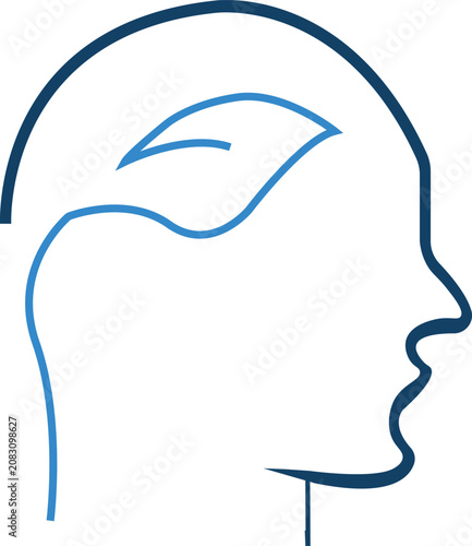 Mental health and wellness human head line icon
