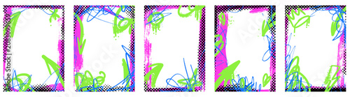 Bild auf Leinwand Messy graffiti frames with spray paint arrows and chaotic scribbles