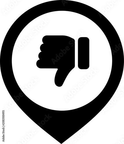 Картината върху платно Thumbs down map pin icon dislike negative reject disapprove bad disagree no vote
