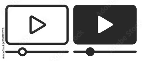 Bild auf Leinwand Black and white icons of portable food and drink carts with awnings and wheels o